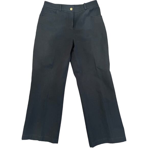 St.John Sport Black Denim Cropped Straight Leg Pants 4 - Picture 1 of 10